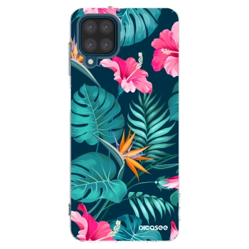 Picasee Samsung Galaxy A12 A125F Hülle - Transparentes Silikon - Pink Monstera
