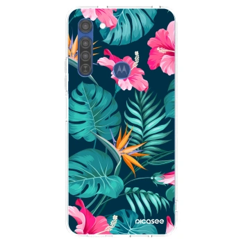 Hülle für Motorola Moto G8 - Pink Monstera
