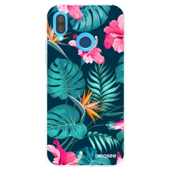 Picasee Huawei P20 Lite Hülle - Transparentes Silikon - Pink Monstera