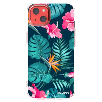 Picasee Apple iPhone 13 Hülle - Transparentes Silikon - Pink Monstera