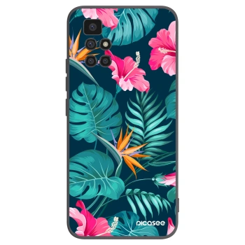 Picasee Xiaomi Redmi 10 Hülle - Schwarzes Silikon - Pink Monstera