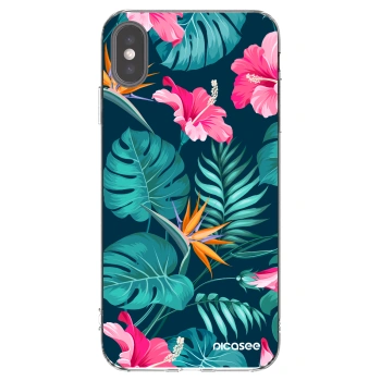 Picasee Apple iPhone XS Max Hülle - Transparentes Silikon - Pink Monstera