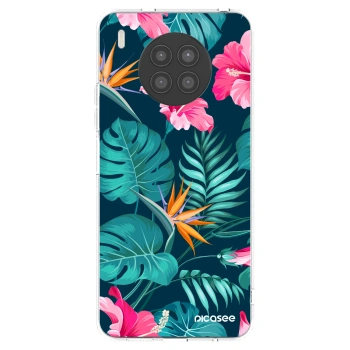 Picasee Huawei Nova 8i Hülle - Transparentes Silikon - Pink Monstera