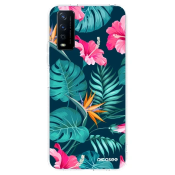 Picasee Vivo Y11s Hülle - Transparentes Silikon - Pink Monstera