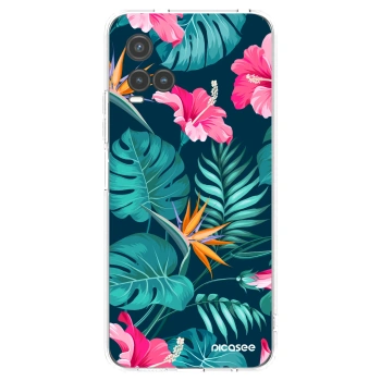 Picasee Vivo Y33s Hülle - Transparentes Silikon - Pink Monstera