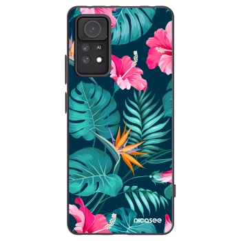 Picasee Xiaomi Redmi Note 11 Pro Hülle - Schwarzes Silikon - Pink Monstera