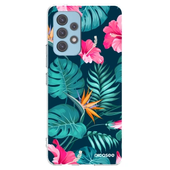Picasee Samsung Galaxy A53 5G A536 Hülle - Transparentes Silikon - Pink Monstera