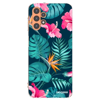 Picasee Samsung Galaxy A13 4G A135 Hülle - Transparentes Silikon - Pink Monstera
