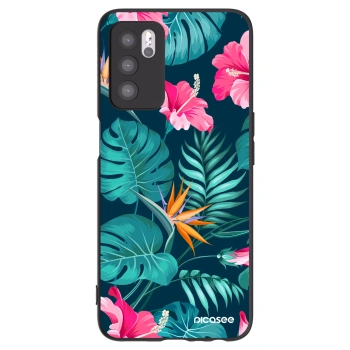 Picasee OPPO A16s Hülle - Schwarzes Silikon - Pink Monstera