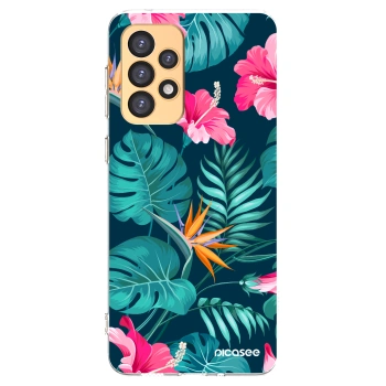 Picasee Samsung Galaxy A33 5G A336 Hülle - Transparentes Silikon - Pink Monstera