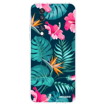 Picasee Honor 70 Hülle - Transparentes Silikon - Pink Monstera