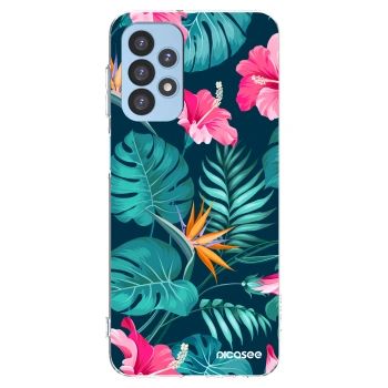 Picasee Samsung Galaxy A23 A235F 4G Hülle - Transparentes Silikon - Pink Monstera