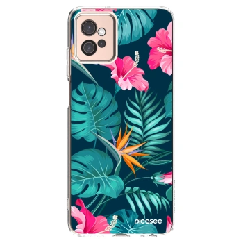Picasee Motorola Moto G32 Hülle - Transparentes Silikon - Pink Monstera
