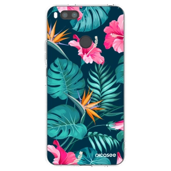 Picasee Xiaomi Redmi A1 Hülle - Transparentes Silikon - Pink Monstera