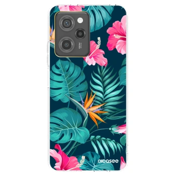 Picasee Xiaomi Poco X5 Pro Hülle - Schwarzes Silikon - Pink Monstera