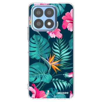 Picasee Honor X8a Hülle - Transparentes Silikon - Pink Monstera