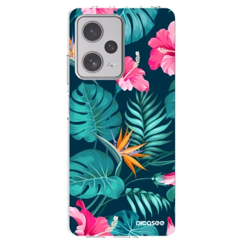 Picasee Xiaomi Redmi Note 12 Pro+ 5G Hülle - Transparentes Silikon - Pink Monstera