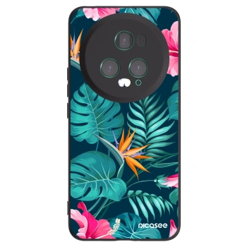 Picasee Honor Magic5 Pro Hülle - Schwarzes Silikon - Pink Monstera