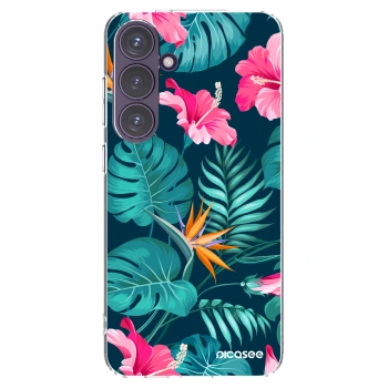 Picasee Samsung Galaxy S24+ S926B 5G Hülle - Transparentes Silikon - Pink Monstera