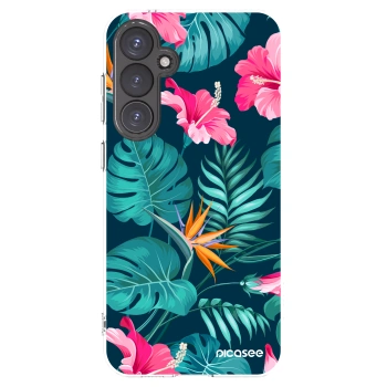 Picasee Samsung Galaxy S23 FE S711B Hülle - Transparentes Silikon - Pink Monstera