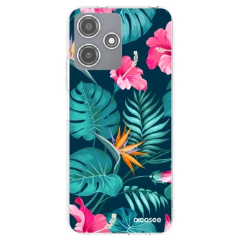 Picasee Xiaomi Redmi 12 5G Hülle - Transparentes Silikon - Pink Monstera