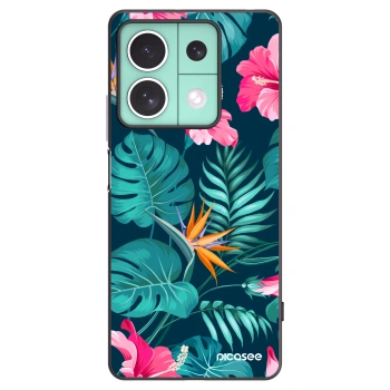 Picasee Xiaomi Redmi Note 13 5G Hülle - Schwarzes Silikon - Pink Monstera