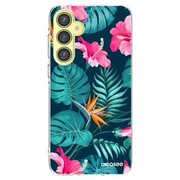 Picasee Samsung Galaxy A35 5G A356B Hülle - Transparentes Silikon - Pink Monstera