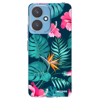 Picasee Xiaomi Redmi 13C 5G Hülle - Transparentes Silikon - Pink Monstera