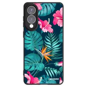 Picasee Samsung Galaxy S25 Edge 5G Hülle - Schwarzes Silikon - Pink Monstera