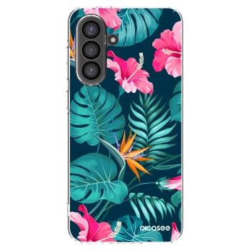 Picasee Samsung Galaxy A56 5G A566B Hülle - Transparentes Silikon - Pink Monstera