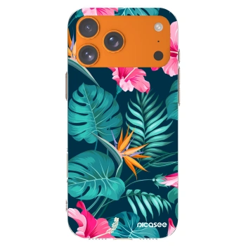 Picasee Apple iPhone 17 Pro Max Hülle - Transparentes Silikon - Pink Monstera