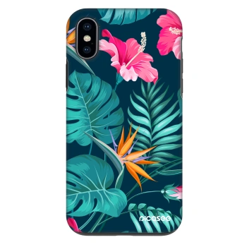 Hülle für Apple iPhone X/XS - Pink Monstera