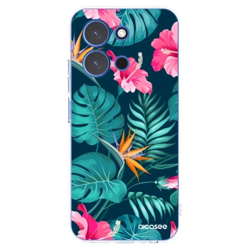 Picasee Xiaomi Redmi 15C 4G Hülle - Transparentes Silikon - Pink Monstera