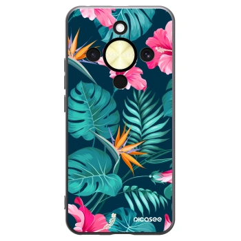 Picasee Honor Magic8 Lite 5G Hülle - Schwarzes Silikon - Pink Monstera