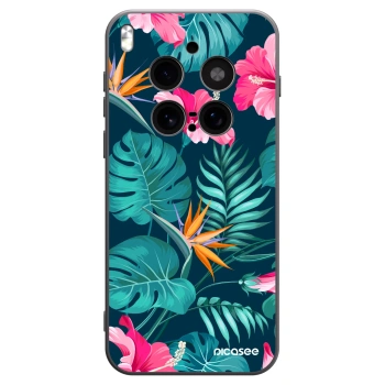 Picasee Vivo X300 Pro Hülle - Schwarzes Silikon - Pink Monstera