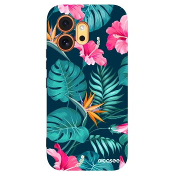 Picasee Honor 600 Hülle - Schwarzes Silikon - Pink Monstera