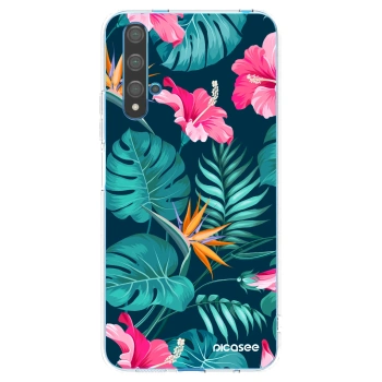 Picasee Huawei Nova 5T Hülle - Transparentes Silikon - Pink Monstera