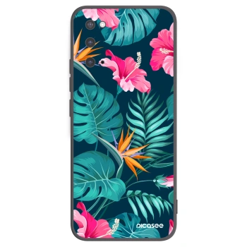 Picasee Samsung Galaxy S20 G980F Hülle - Schwarzes Silikon - Pink Monstera