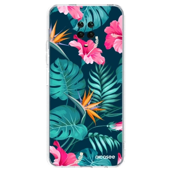 Picasee Xiaomi Redmi Note 9S Hülle - Transparentes Silikon - Pink Monstera