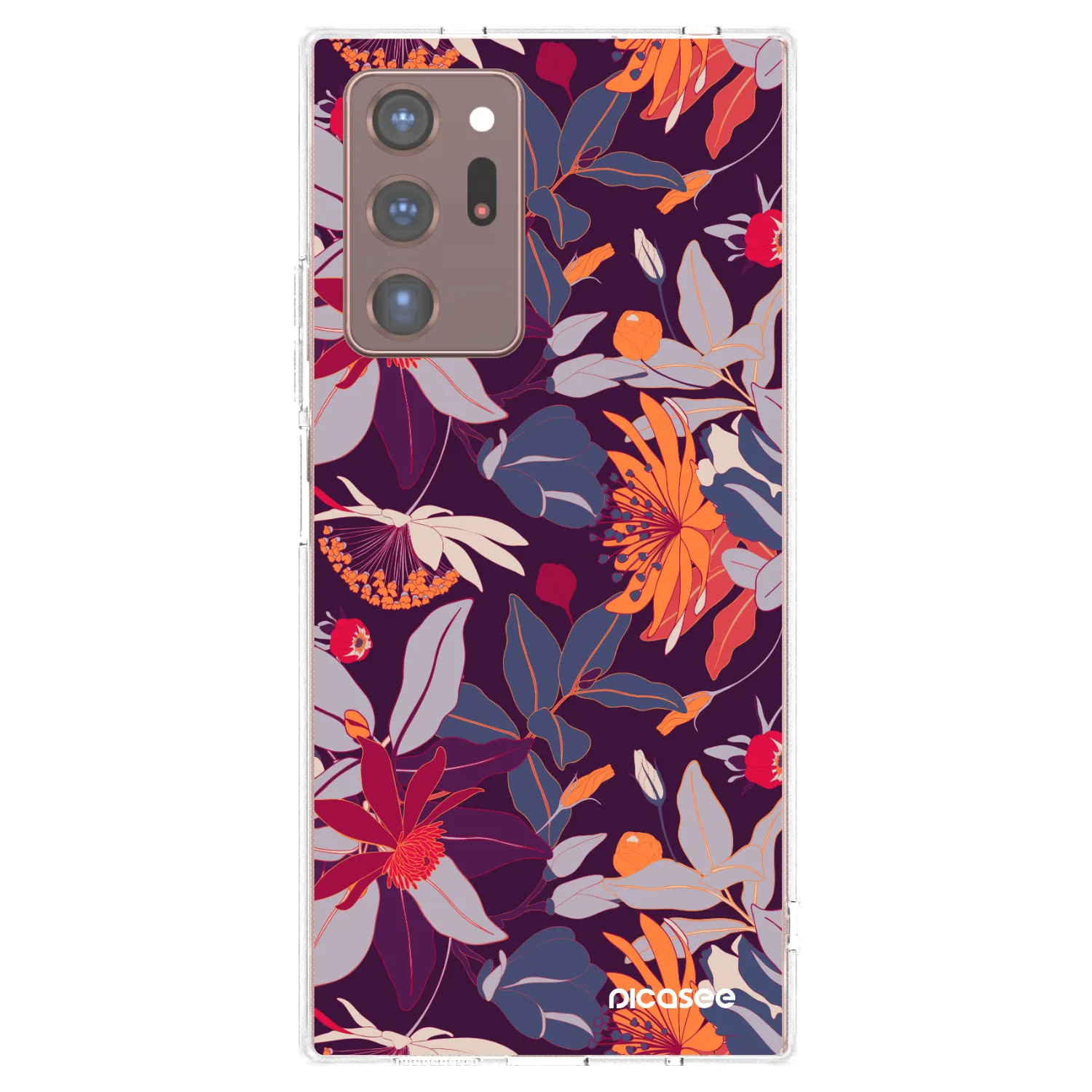 Picasee Samsung Galaxy Note 20 Ultra Hülle - Transparentes Silikon - Purple Leaf