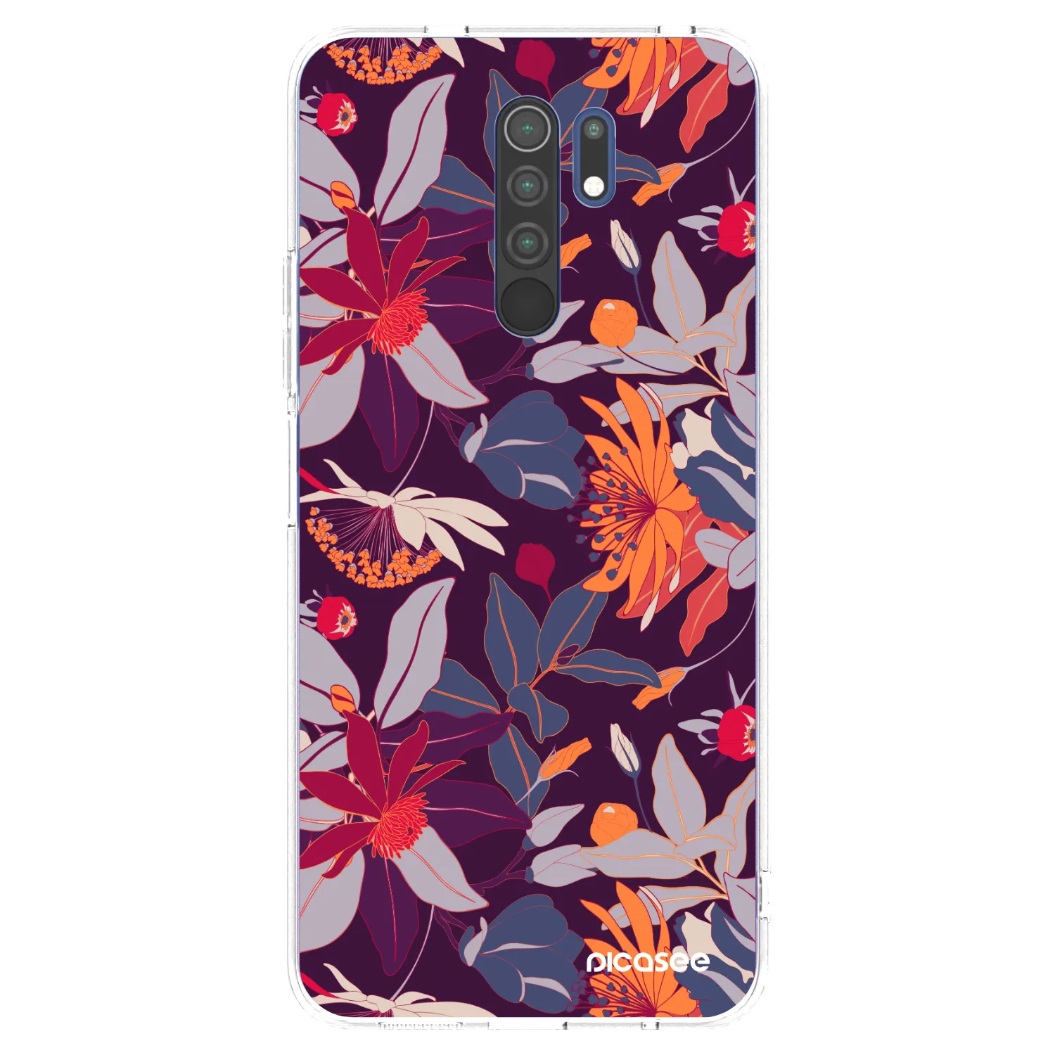 Picasee Xiaomi Redmi 9 Hülle - Transparentes Silikon - Purple Leaf