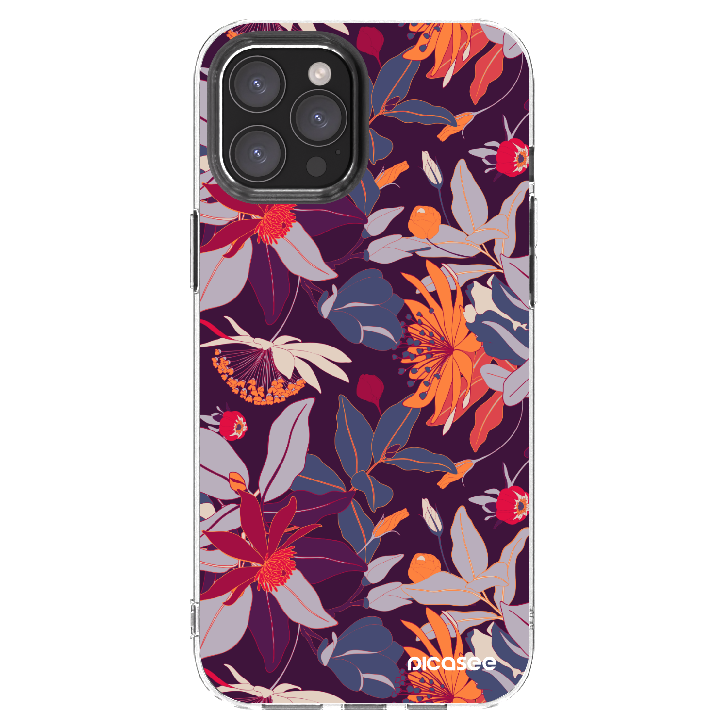 Picasee Apple iPhone 12 Pro Max Hülle - Transparentes Silikon - Purple Leaf