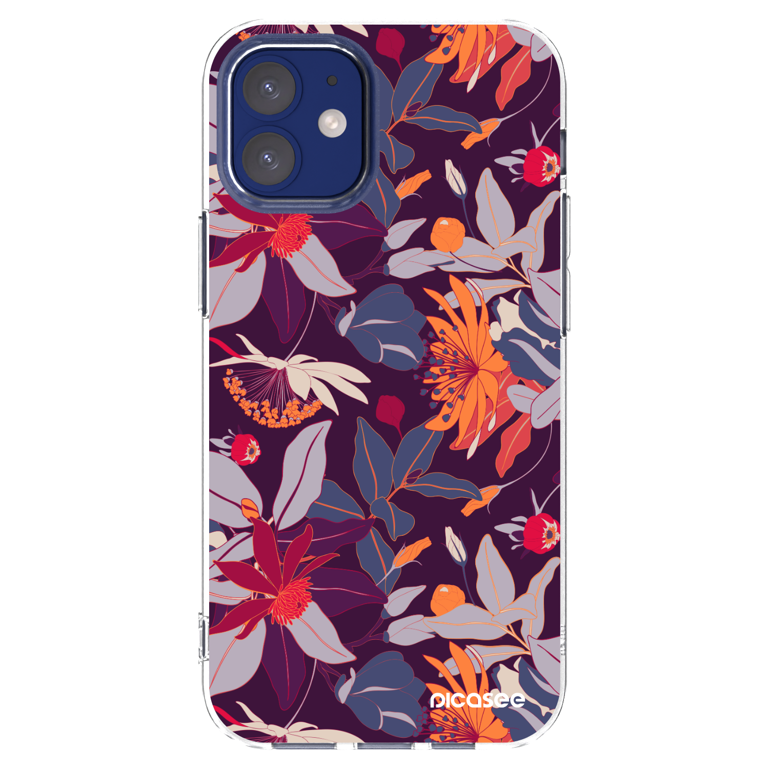 Picasee Apple iPhone 12 mini Hülle - Transparentes Silikon - Purple Leaf