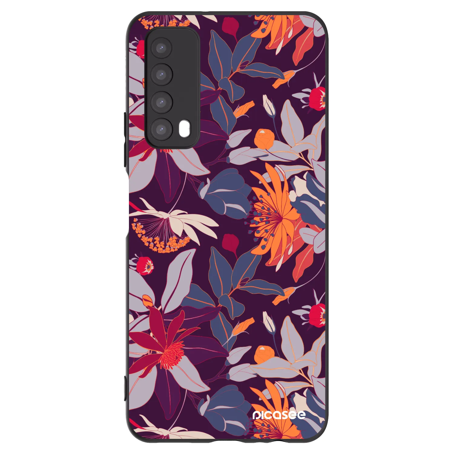 Picasee Huawei P Smart 2021 Hülle - Schwarzes Silikon - Purple Leaf