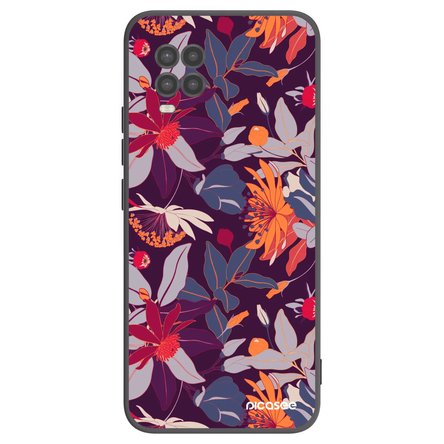 Picasee Xiaomi Mi 10 Lite Hülle - Schwarzes Silikon - Purple Leaf