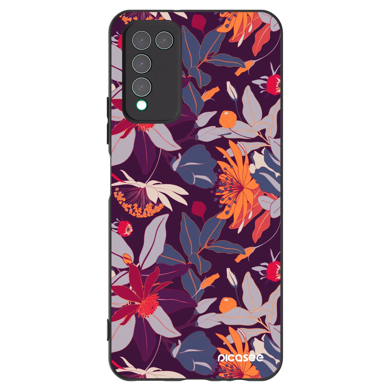 Picasee Honor 10X Lite Hülle - Schwarzes Silikon - Purple Leaf