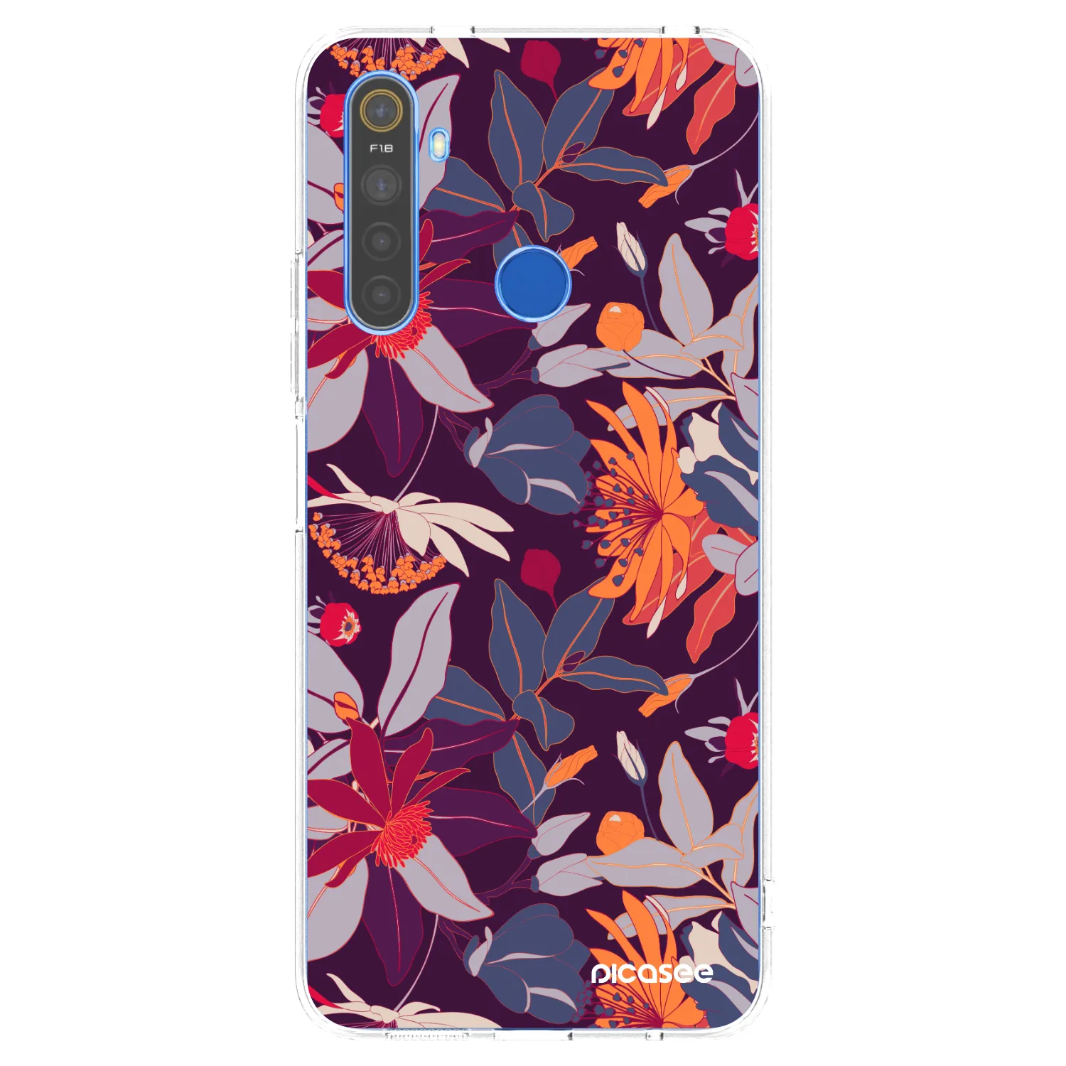Picasee Realme 5 Hülle - Transparentes Silikon - Purple Leaf