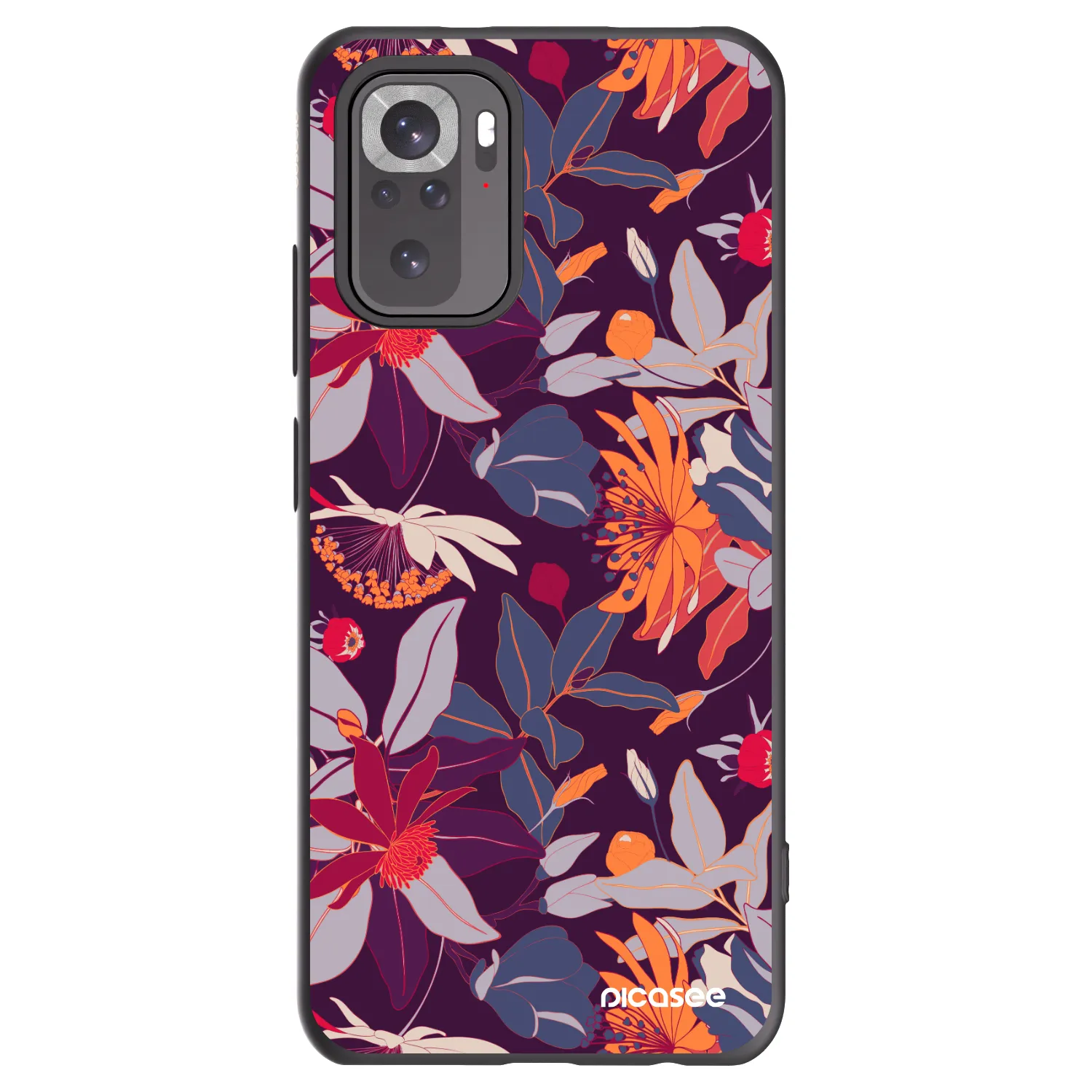 Picasee Xiaomi Redmi Note 10 Hülle - Schwarzes Silikon - Purple Leaf