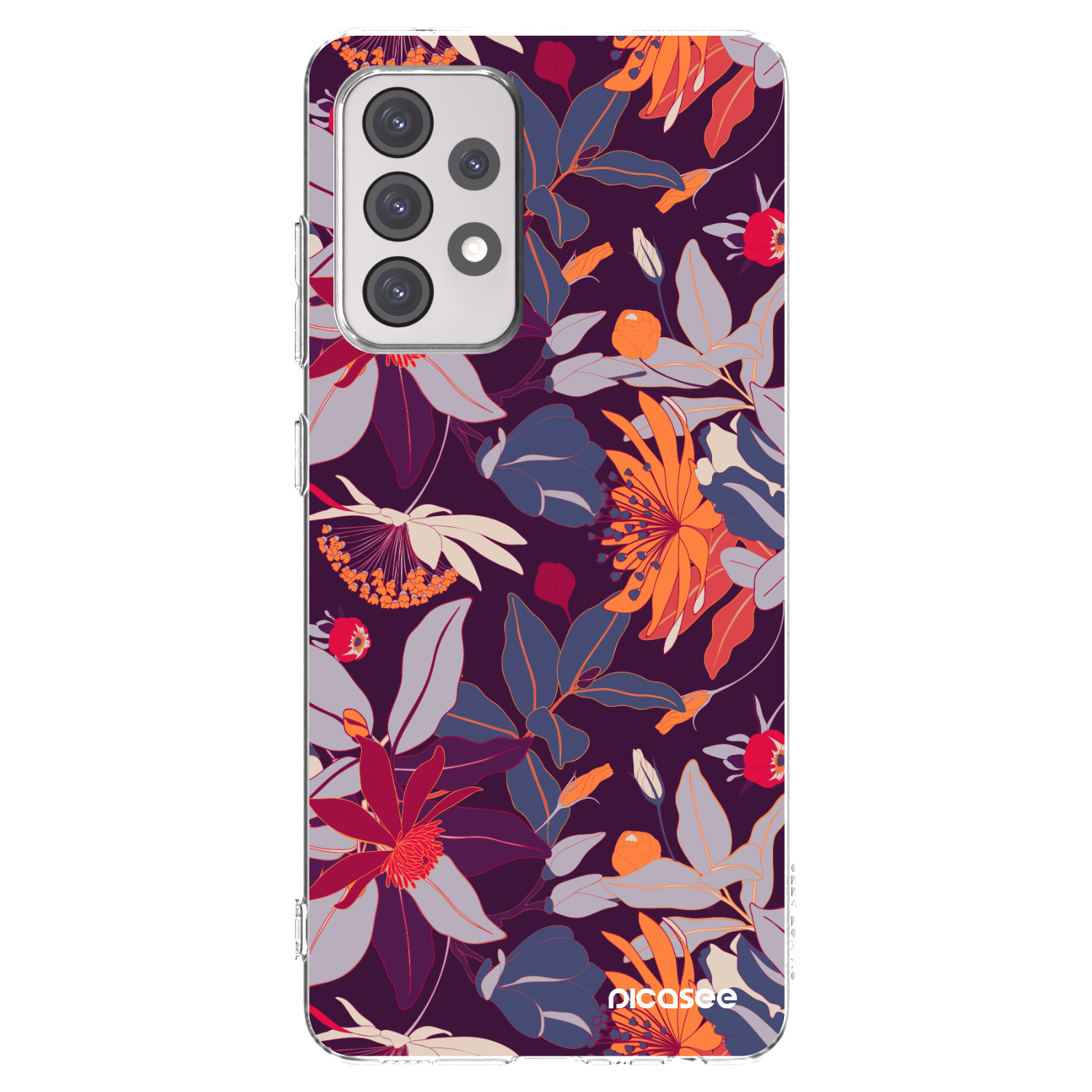 Picasee Samsung Galaxy A52 5G A525F Hülle - Transparentes Silikon - Purple Leaf