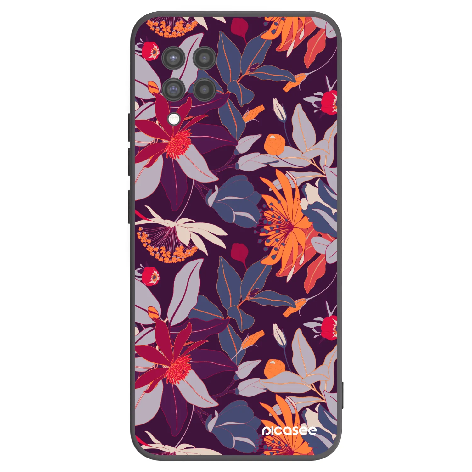Picasee Samsung Galaxy A42 A426B Hülle - Schwarzes Silikon - Purple Leaf